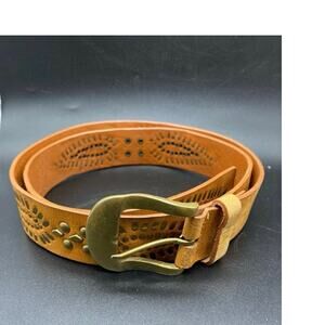 Nine West Leather Brass stud women’s Belt‎ Made in India Size Large